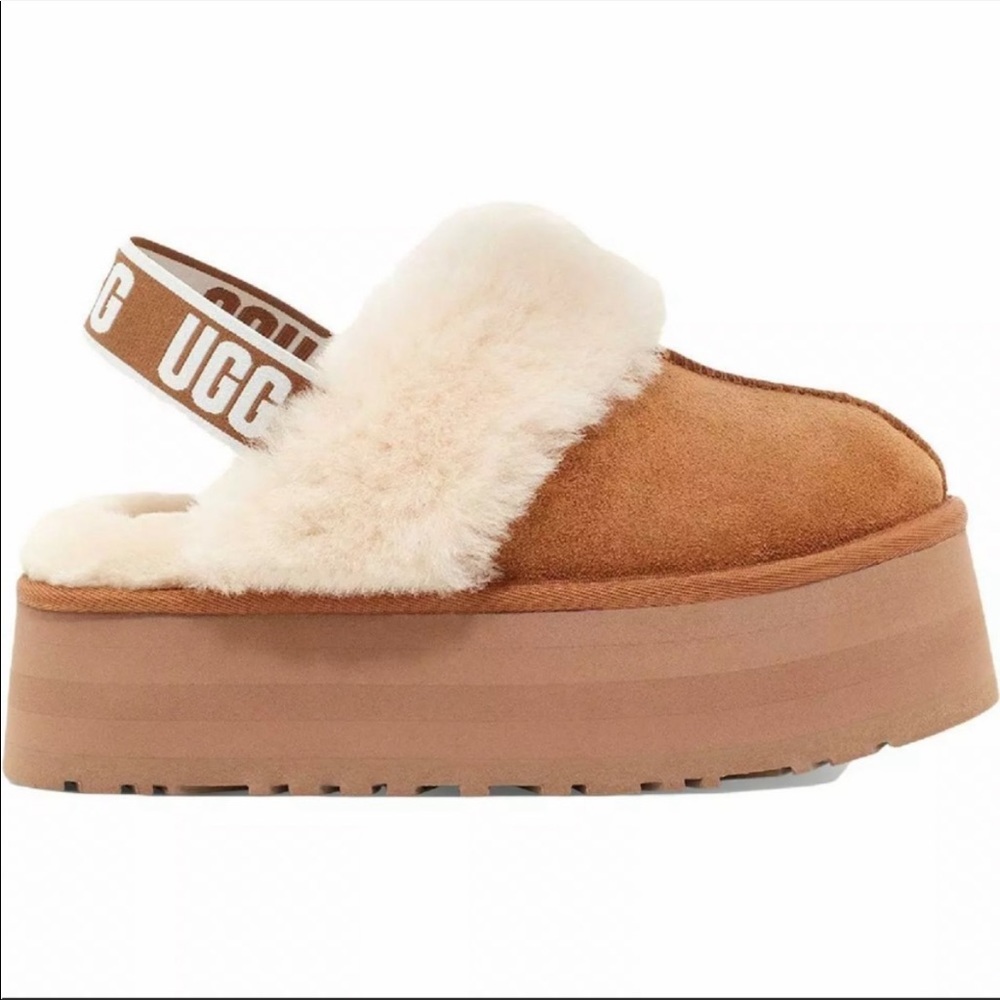 Brand new Ugg Funkette platform slippers in chesnut